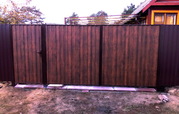 Распашные ворота из профлиста (цвет: зеленый,  шоколад,  вишня,  синий) - foto 1